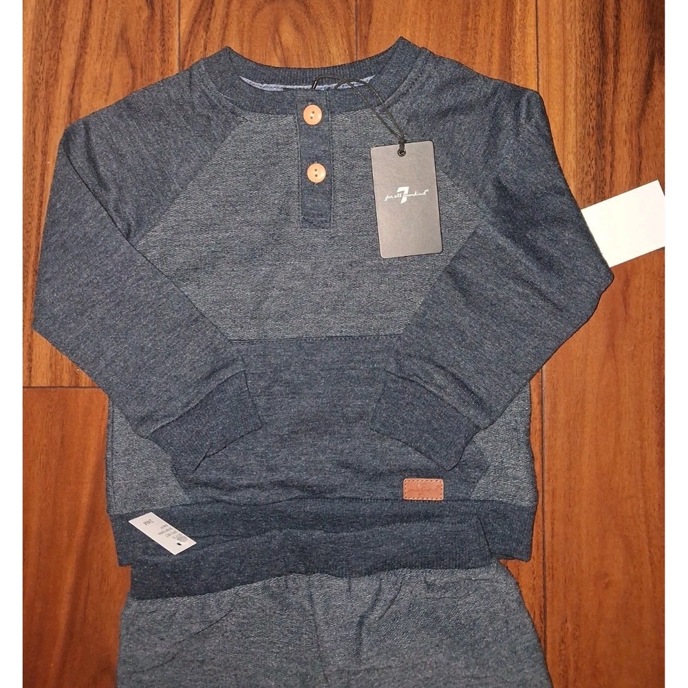 7 For All Mankind Sweatshirt & Jogger Set 24M Baby - Picture 3 of 4